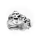 A pressed penny design featuring Mount Rushmore in South Dakota tattoo design idea