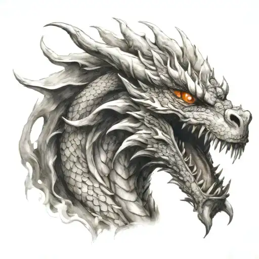 big dragon fire flames tattoo design idea