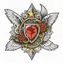 brass knuckles diamond wings tattoo design idea