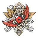 brass knuckles diamond wings tattoo design idea