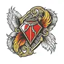 brass knuckles diamond wings tattoo design idea