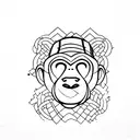 monkey with Spotify qr code tattoo design idea