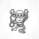 monkey with Spotify qr code tattoo design idea