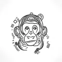 monkey with Spotify qr code tattoo design idea
