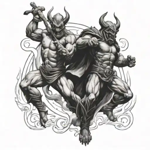 God vs the devil fighting tattoo design tattoo design idea