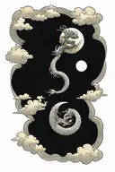 Clouds, Moon, Dragon, tattoo design idea