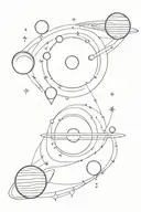 Geometric Solar system lined tattoo design idea