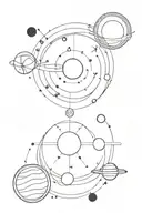 Geometric Solar system lined tattoo design idea