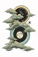 Clouds, Moon, tattoo design idea