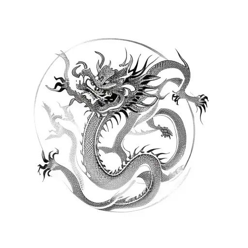 Chinese Dragon and Chinese word tattoo design idea
