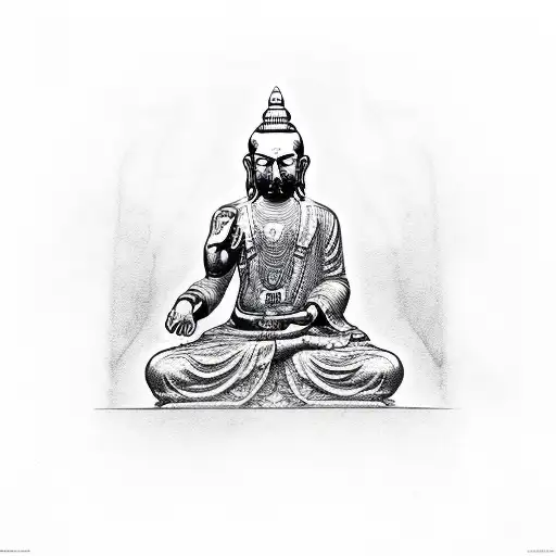 cannabis buda statue tattoo design idea