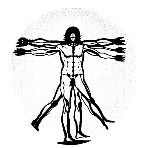 The Vitruvian man Alien tattoo design idea