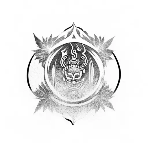 buda, cannabis, ying yang tattoo design idea
