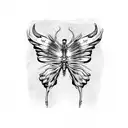 skeleton with butterfly wings tattoo design idea