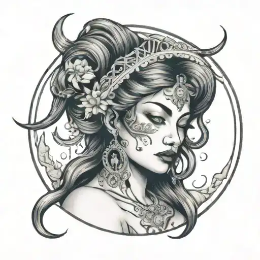 moon goddess tattoo design idea