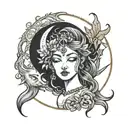moon goddess tattoo design idea