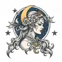 moon goddess tattoo design idea