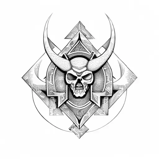 angle and devon made from smaller meaningful symbols similar to the logo on the Barron samdie rum bottle  tattoo design idea