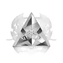 angle made from smaller meaningful symbols similar to the logo on the Barron samdie rum bottle  tattoo design idea