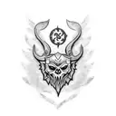 angle made from smaller meaningful symbols similar to the logo on the Barron samdie rum bottle  tattoo design idea