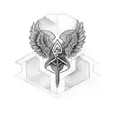 angle made from smaller meaningful symbols similar to the logo on the Barron samdie rum bottle  tattoo design idea