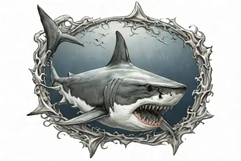 great white shark  tattoo design idea