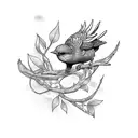 5 birds linked with fine lines tattoo design idea