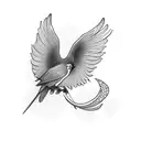 5 birds linked with fine lines tattoo design idea