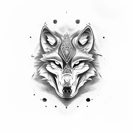 Wolf skull  tattoo design idea