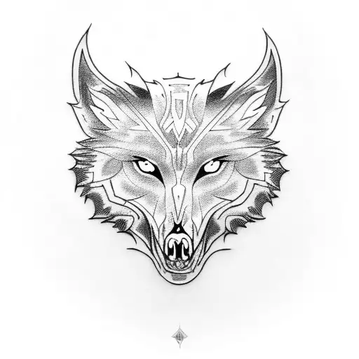 Wolf skull  tattoo design idea