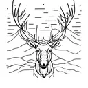 A minimalist tattoo of a moose in a serene forest setting tattoo design idea