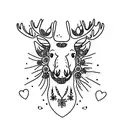 A minimalist tattoo of a moose's head with delicate floral elements incorporated tattoo design idea