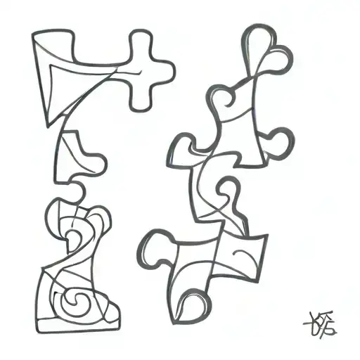 trio puzzle pieces tattoo design idea