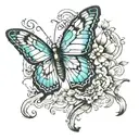butterfly thyroid tattoo design idea