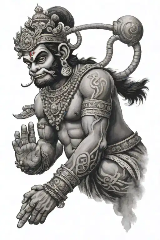 hanuman gada tattoo design idea