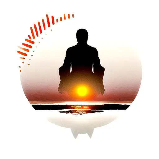 A minimalist tattoo of a manager's silhouette with a sunset background inspired by Thailand tattoo design idea