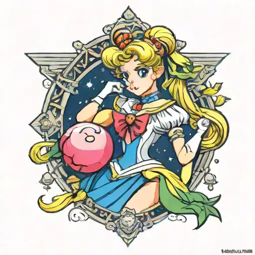 sailor moon as princess peach tattoo design idea