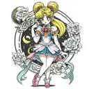 sailor moon as princess peach tattoo design idea