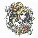 sailor moon as princess peach tattoo design idea