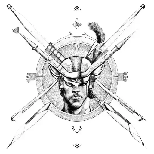 sagittarius, greek, half sleeve, Archers,face , muscles tattoo design idea