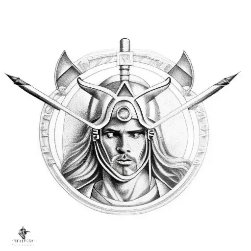 sagittarius, greek, half sleeve, Archers,face , muscles tattoo design idea