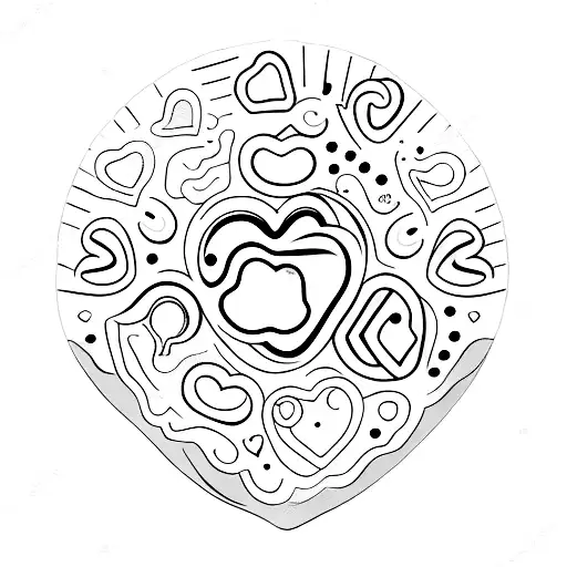 dog paws, donut, heart tattoo design idea