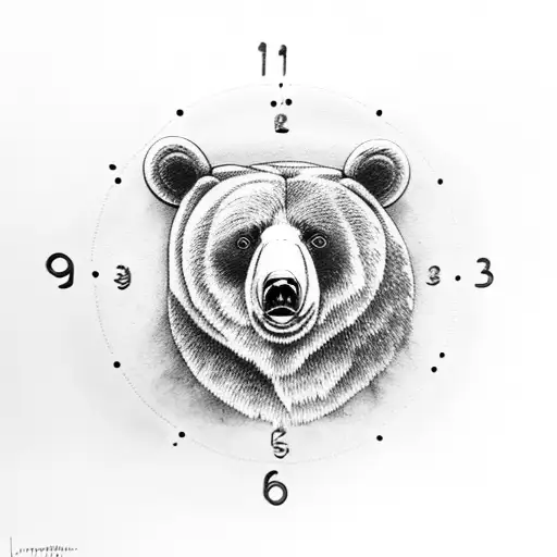 Bear clock crow and Nordic tattoo design idea