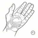 Design a minimalist tattoo for a man's hand, wrapping around the wrist (not on the palm), following this sequence: 1. Origin: A small circle at the beginning of the band, symbolizing the starting point of life's journey. 2. Challenges: Next to the circle, a small mountain or wave, depicting the trials and obstacles faced. 3. Growth: Following the challenges, a growing plant or tree, illustrating personal development and growth. 4. Achievement: A star or peak comes next, representing the attainment of goals and successes. 5. Wisdom: Concluding the sequence, an open book or owl, embodying the wisdom and knowledge accumulated over time. 6. Continuity: A seamless line flows through all the symbols, uniting them and emphasizing the continuous nature of life’s path. tattoo design idea