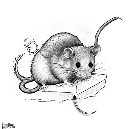 cute rat tattoo design idea
