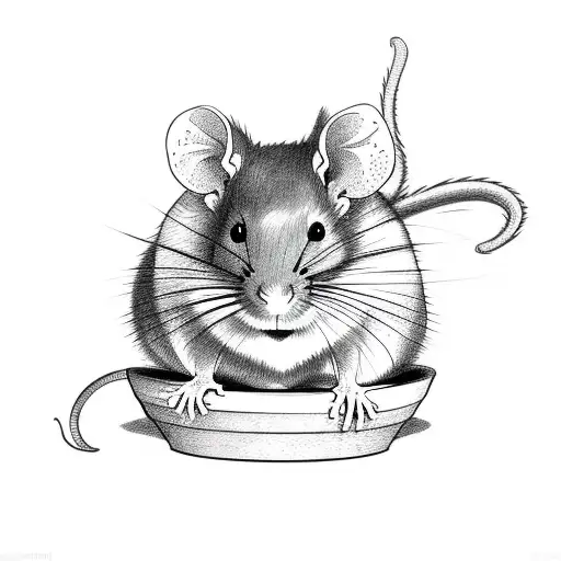 cute rat tattoo design idea