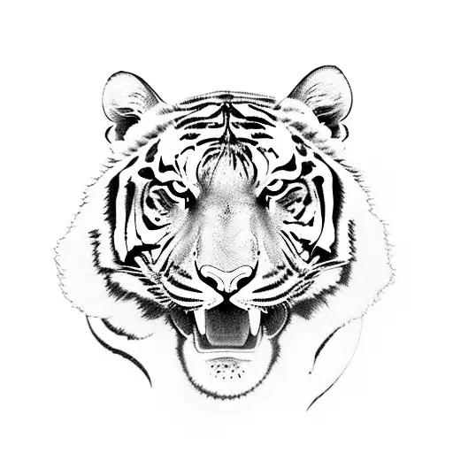 male tiger with his cub tattoo design idea