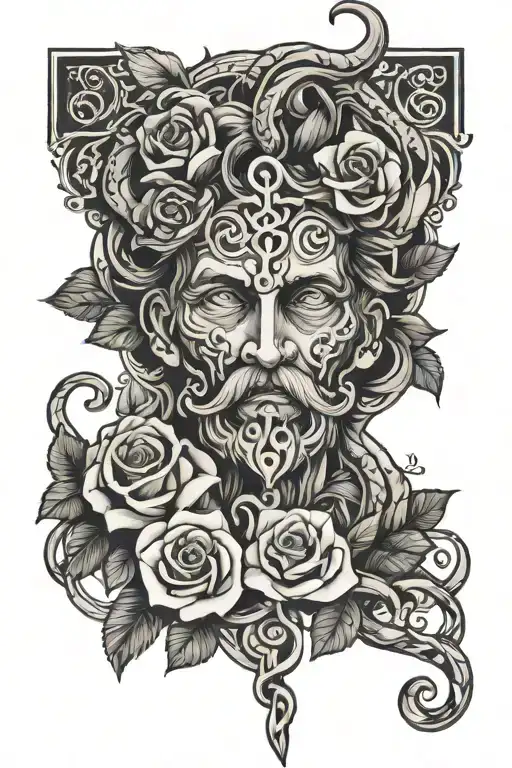 asclepius and rose intertwined tattoo design idea