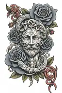 asclepius and rose intertwined tattoo design idea