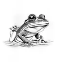 frog holding a camera tattoo design idea